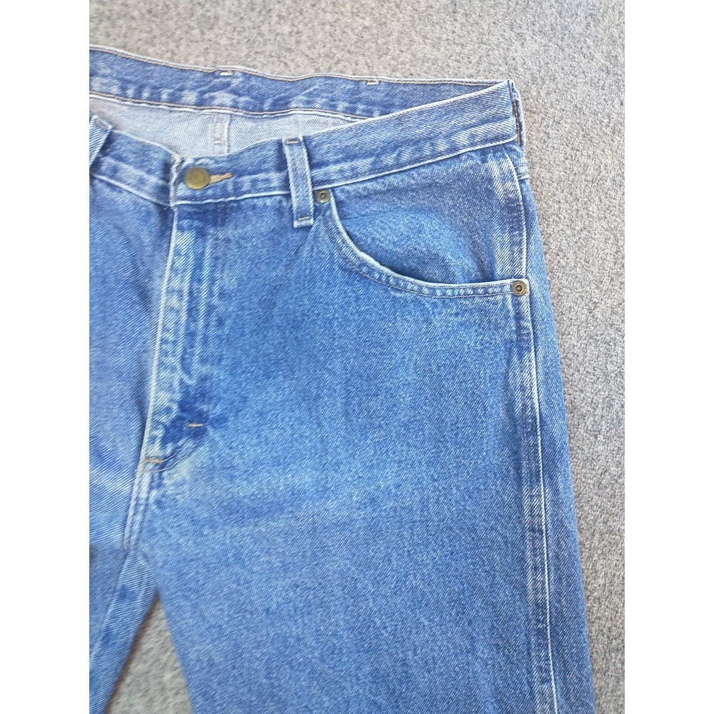 Wrangler 96501DS Mens Blue Denim Straight Leg Regular Fit Jeans 34x29 Distressed - Picture 2 of 16